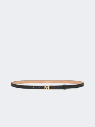 Curea din piele cu monogramă, neagră