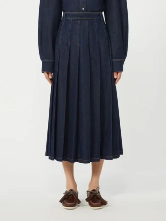 Fustă din denim plisată, bleumarin
