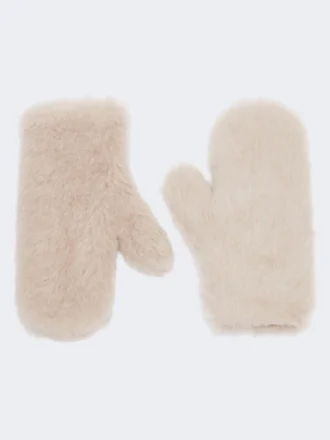 Mănuși din țesătură de alpaca și lână teddy, bej