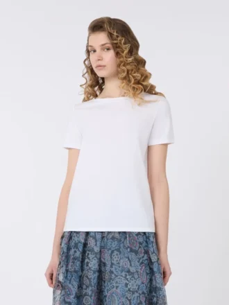 Tricou basic din bumbac jersey, alb